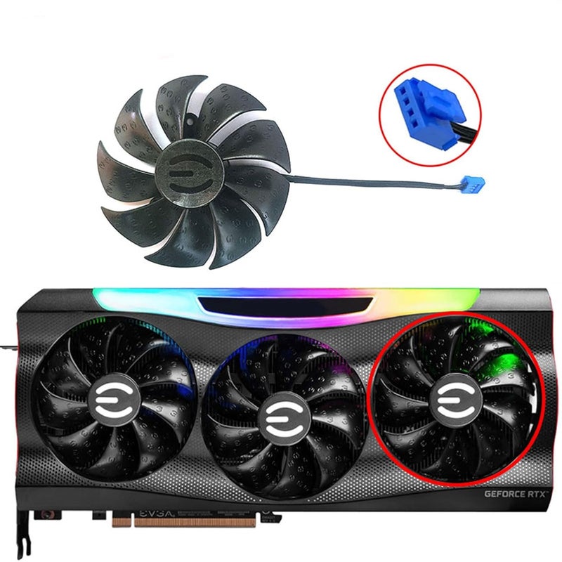 LTANDBR 87MM PLD09220S12H RTX3080 RTX3070 Graphics Card Fan Replacement for EVGA GeForce RTX 3070 3080 TI 3090 FTW3 Cooler Fan (Black C-Fan) - Image 3